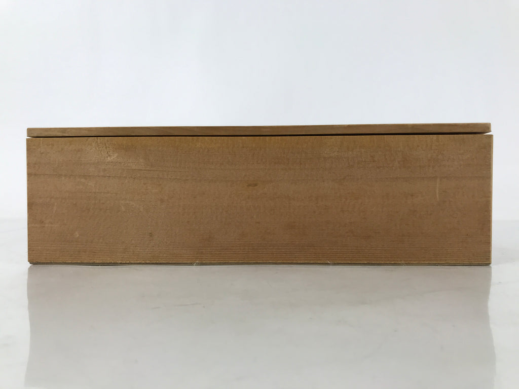 Vtg Japanese Wooden Lidded Pottery Storage Box Inside 30x14.6x8.4cm Brown X142