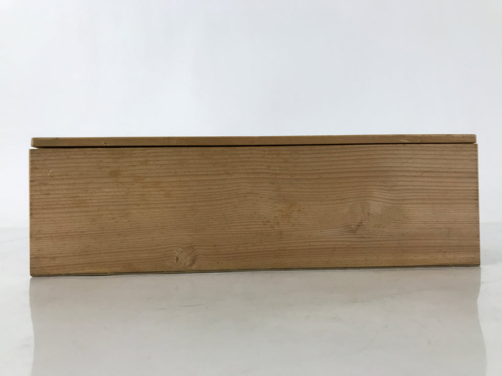 Vtg Japanese Wooden Lidded Pottery Storage Box Inside 30x14.6x8.4cm Brown X142