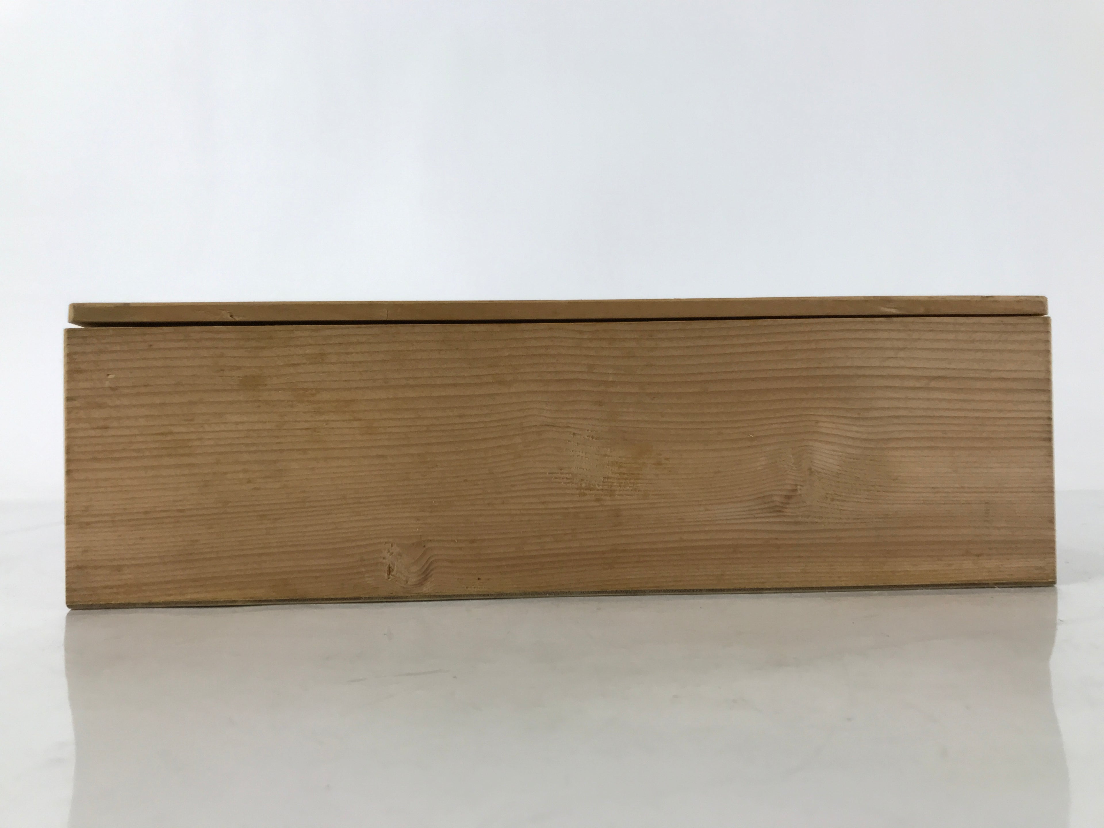 Vtg Japanese Wooden Lidded Pottery Storage Box Inside 30x14.6x8.4cm Brown X142