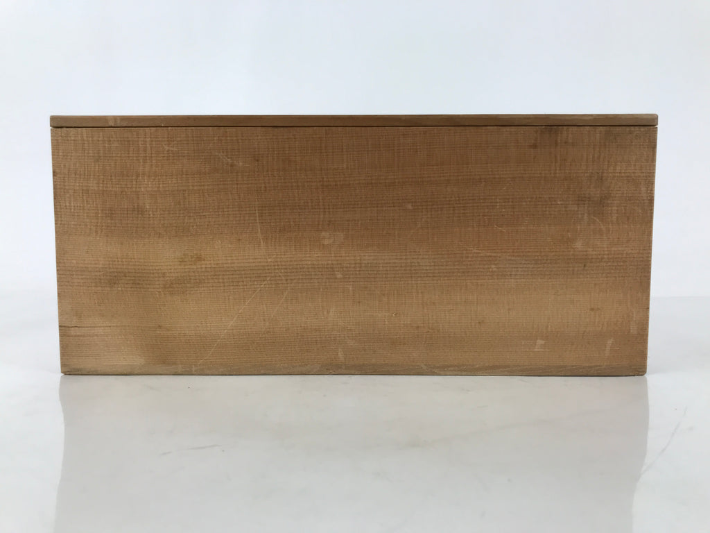Vtg Japanese Wooden Lidded Pottery Storage Box Inside 31.7x13.2x13cm Brown X144