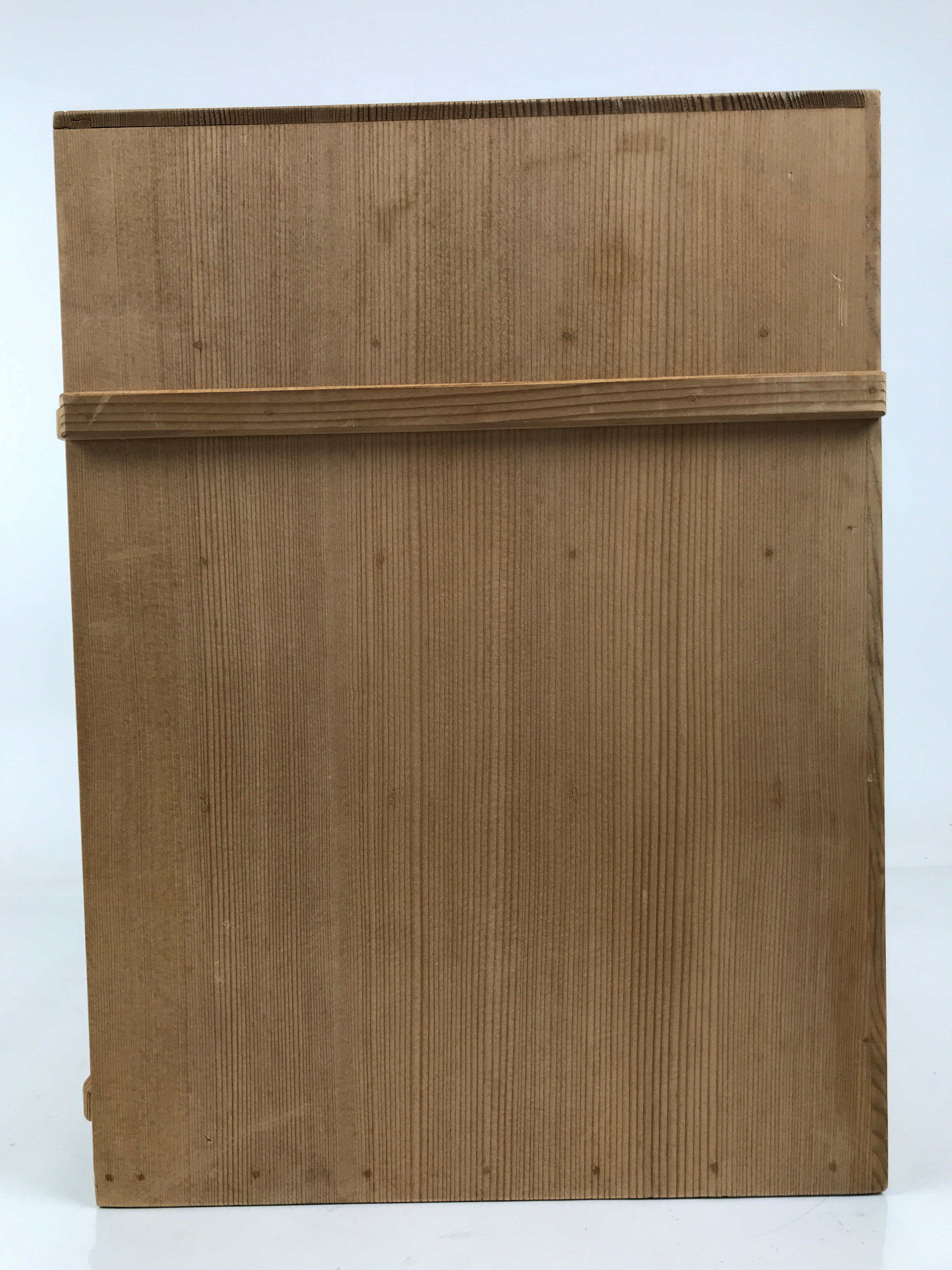 Vtg Japanese Wooden Lidded Pottery Storage Box Inside 47x33.6x35.7cm Brown X158