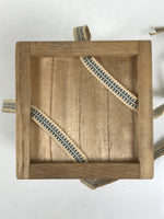 Vtg Japanese Wooden Lidded Pottery Storage Box Inside 8.7x8.7x10.3cm Brown X161