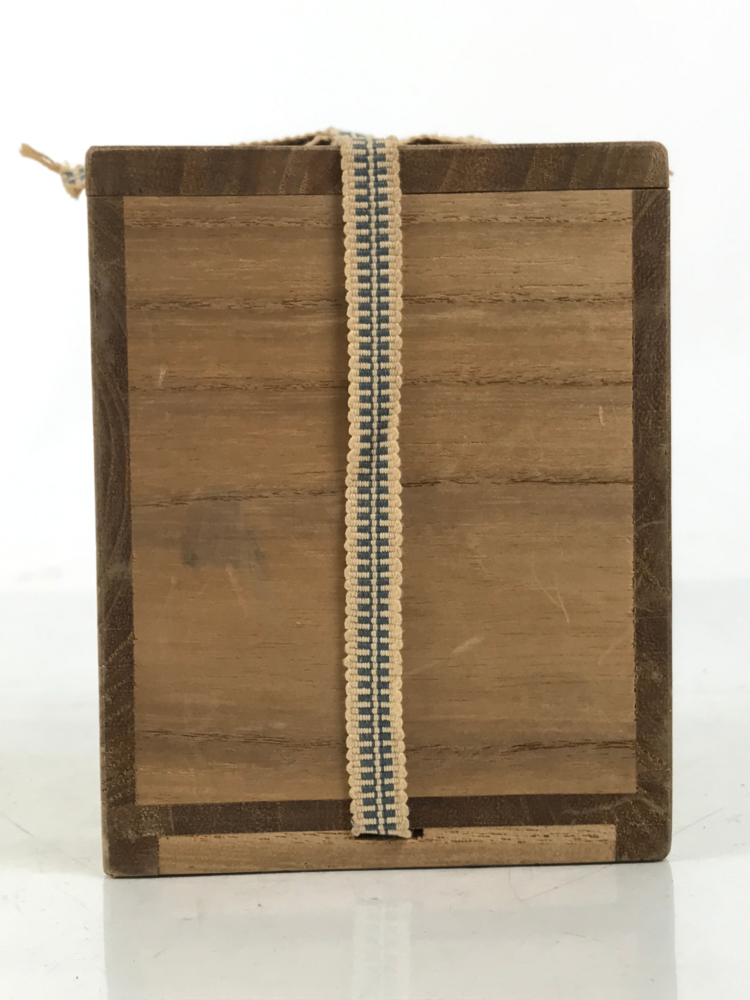Vtg Japanese Wooden Lidded Pottery Storage Box Inside 8.7x8.7x10.3cm Brown X161
