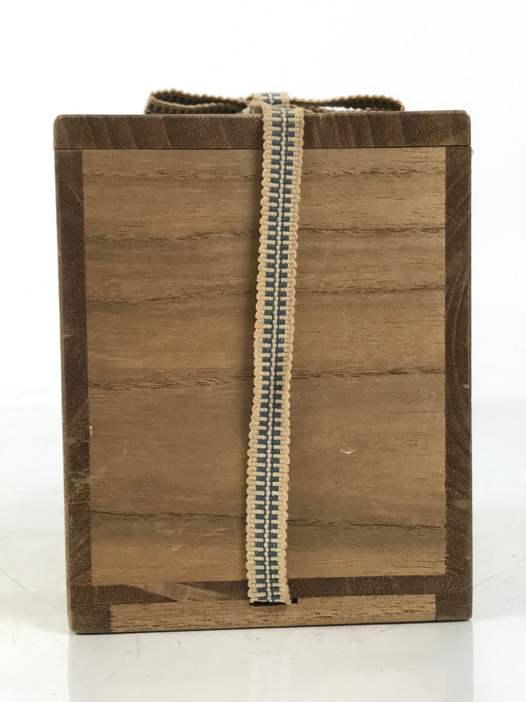 Vtg Japanese Wooden Lidded Pottery Storage Box Inside 8.7x8.7x10.3cm Brown X161