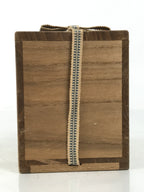 Vtg Japanese Wooden Lidded Pottery Storage Box Inside 8.7x8.7x10.3cm Brown X161