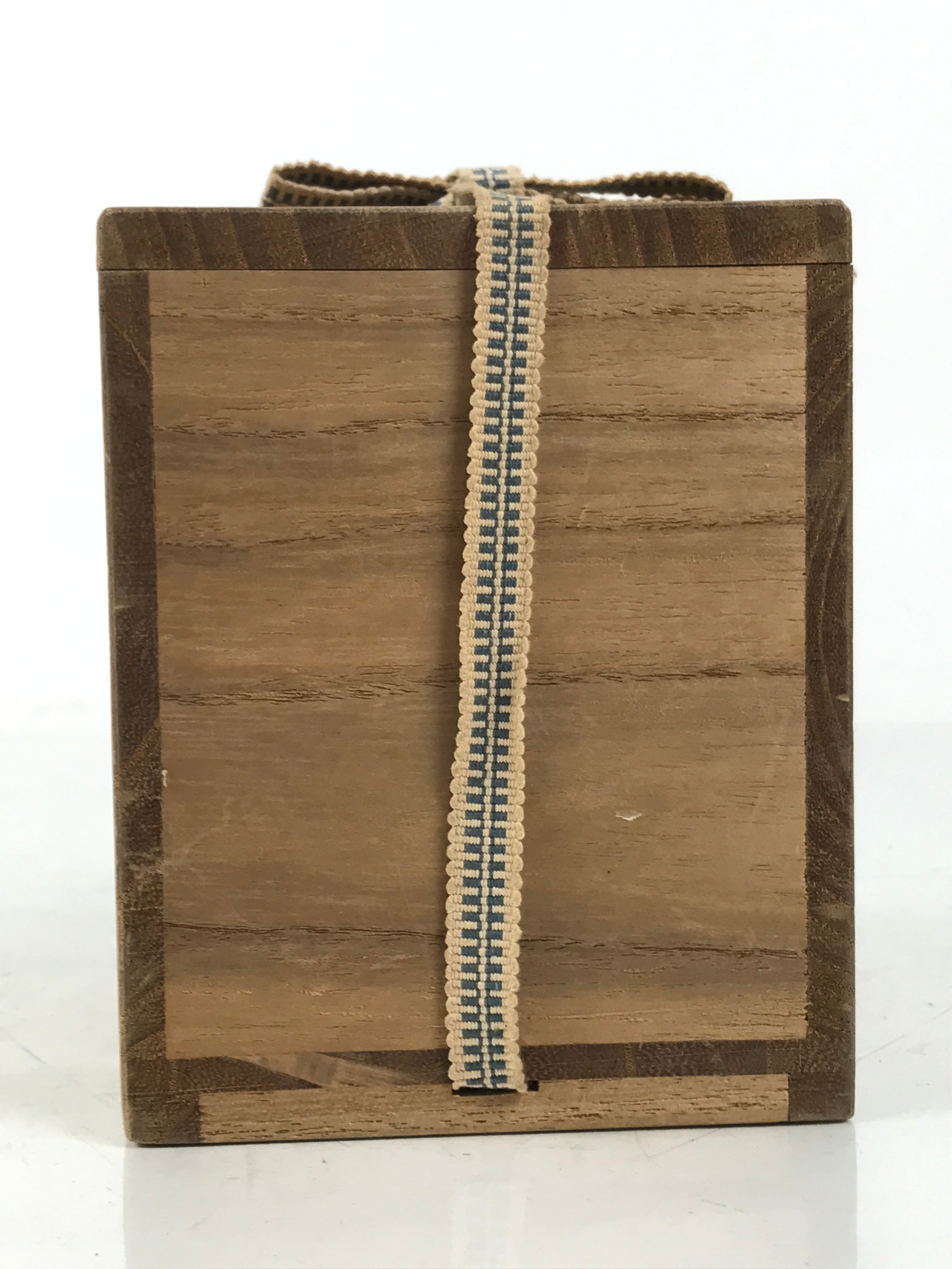 Vtg Japanese Wooden Lidded Pottery Storage Box Inside 8.7x8.7x10.3cm Brown X161
