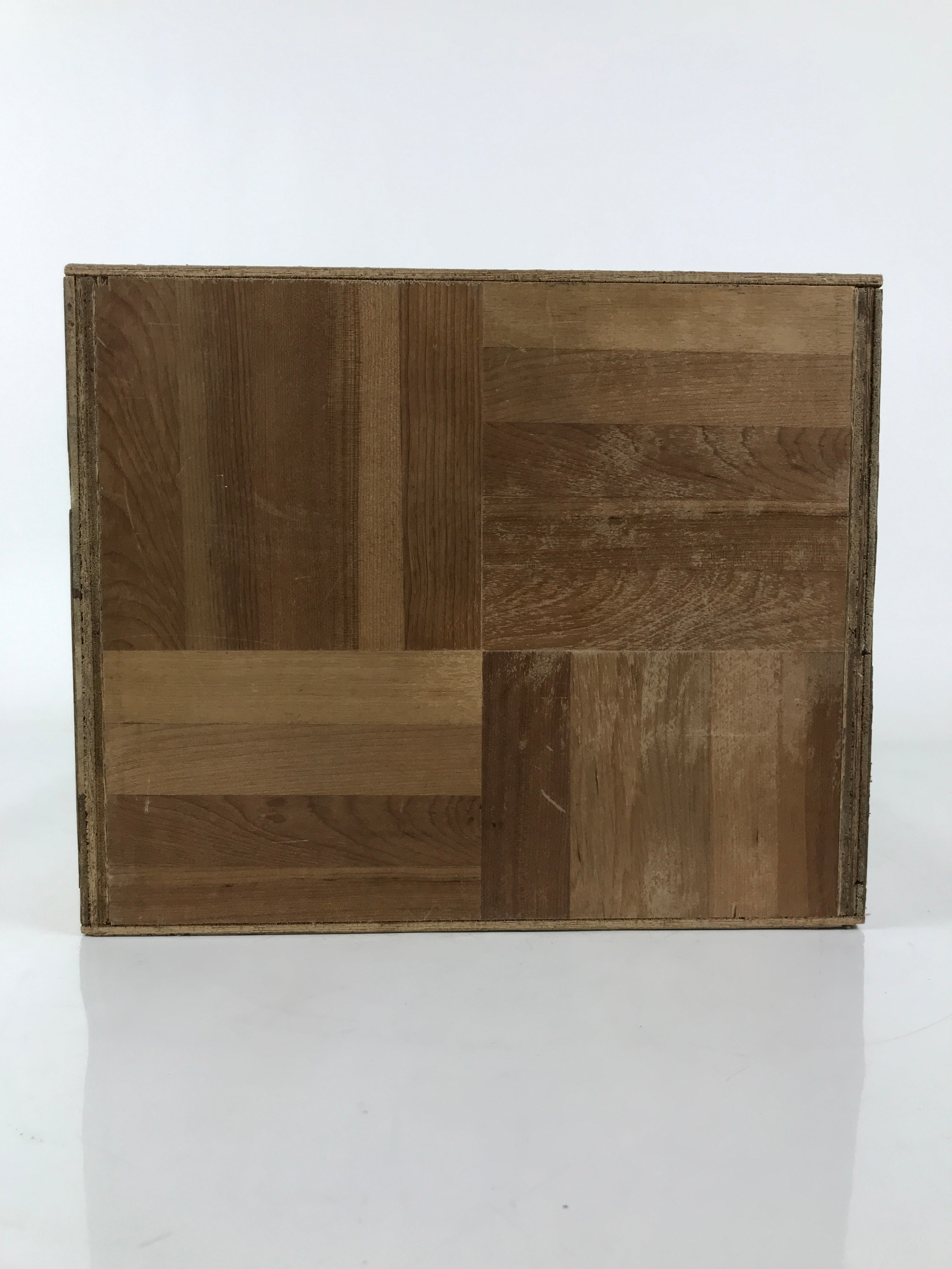 Vtg Japanese Wooden Lidded Storage Box Inside 30.3x26.1x29.1cm Brown X146