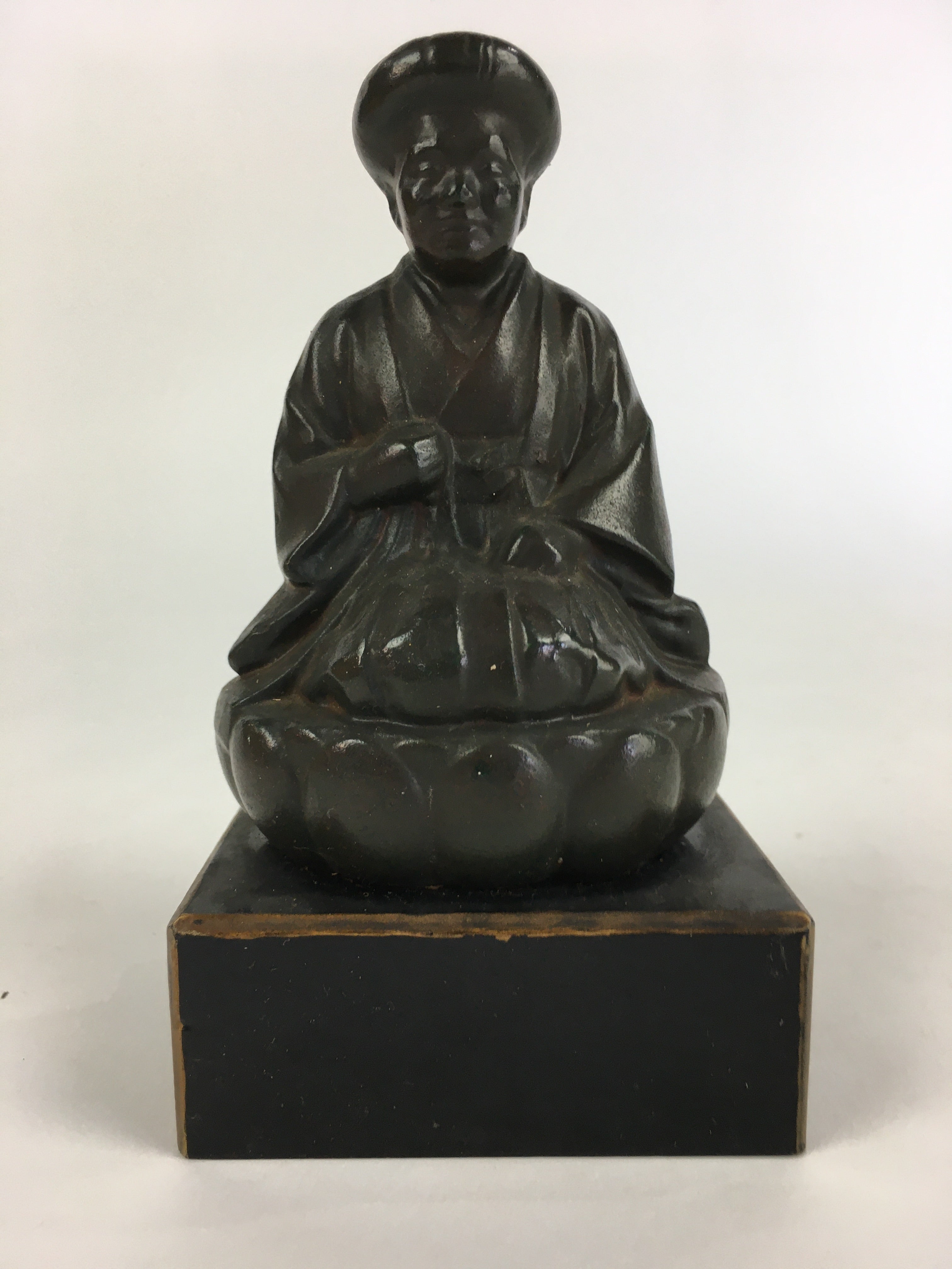 Anticque Japanese Old Lady Figurine Vtg Clay Doll Ornament Okimono BD815