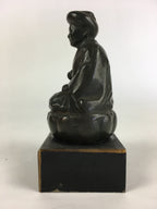 Anticque Japanese Old Lady Figurine Vtg Clay Doll Ornament Okimono BD815