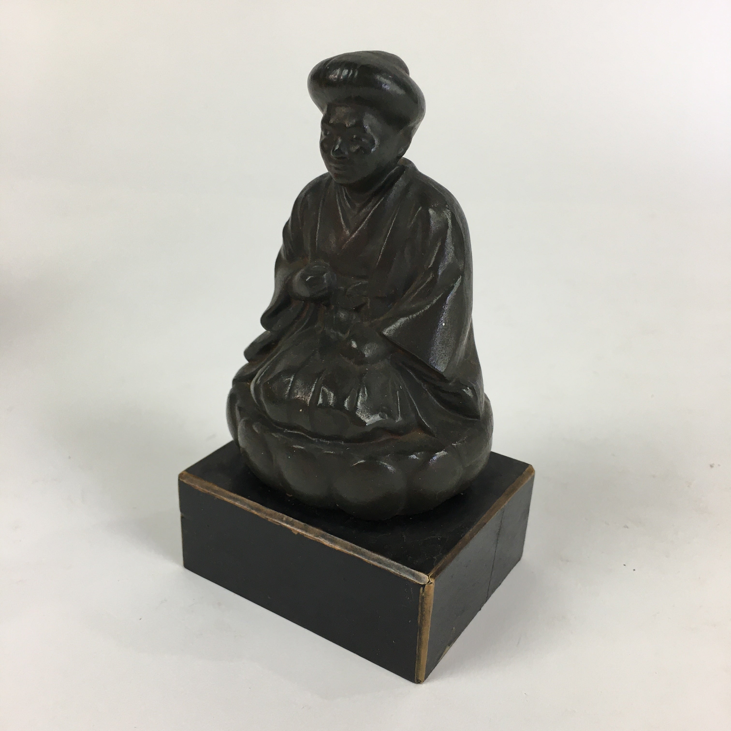Anticque Japanese Old Lady Figurine Vtg Clay Doll Ornament Okimono BD815