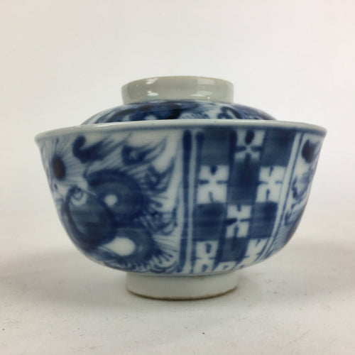 Antique C1824 Japanese Koimari Lidded Teacup Yunomi Blue White PP971