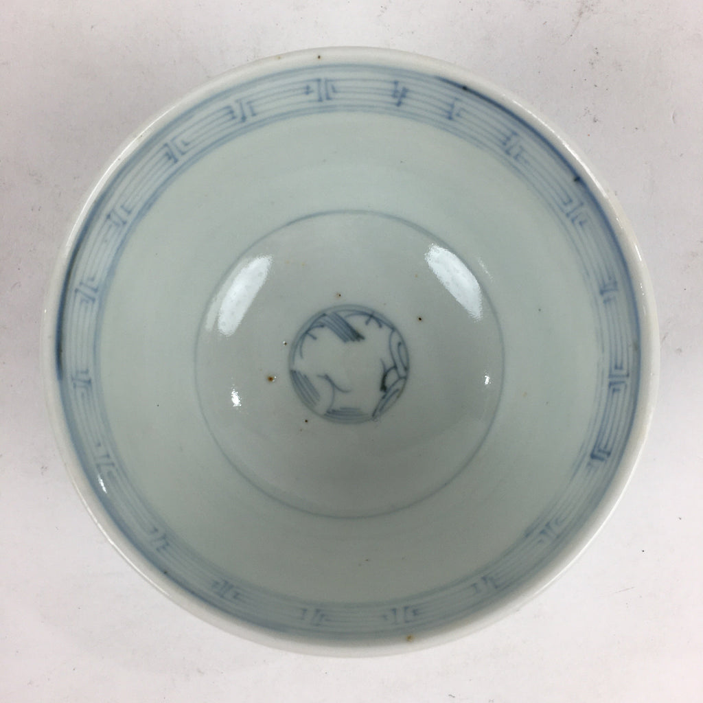 Antique C1824 Japanese Koimari Lidded Teacup Yunomi Blue White PP972