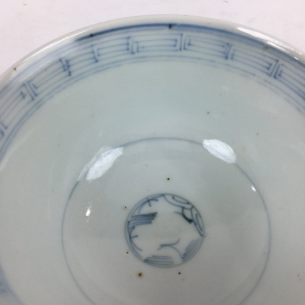 Antique C1824 Japanese Koimari Lidded Teacup Yunomi Blue White PP972