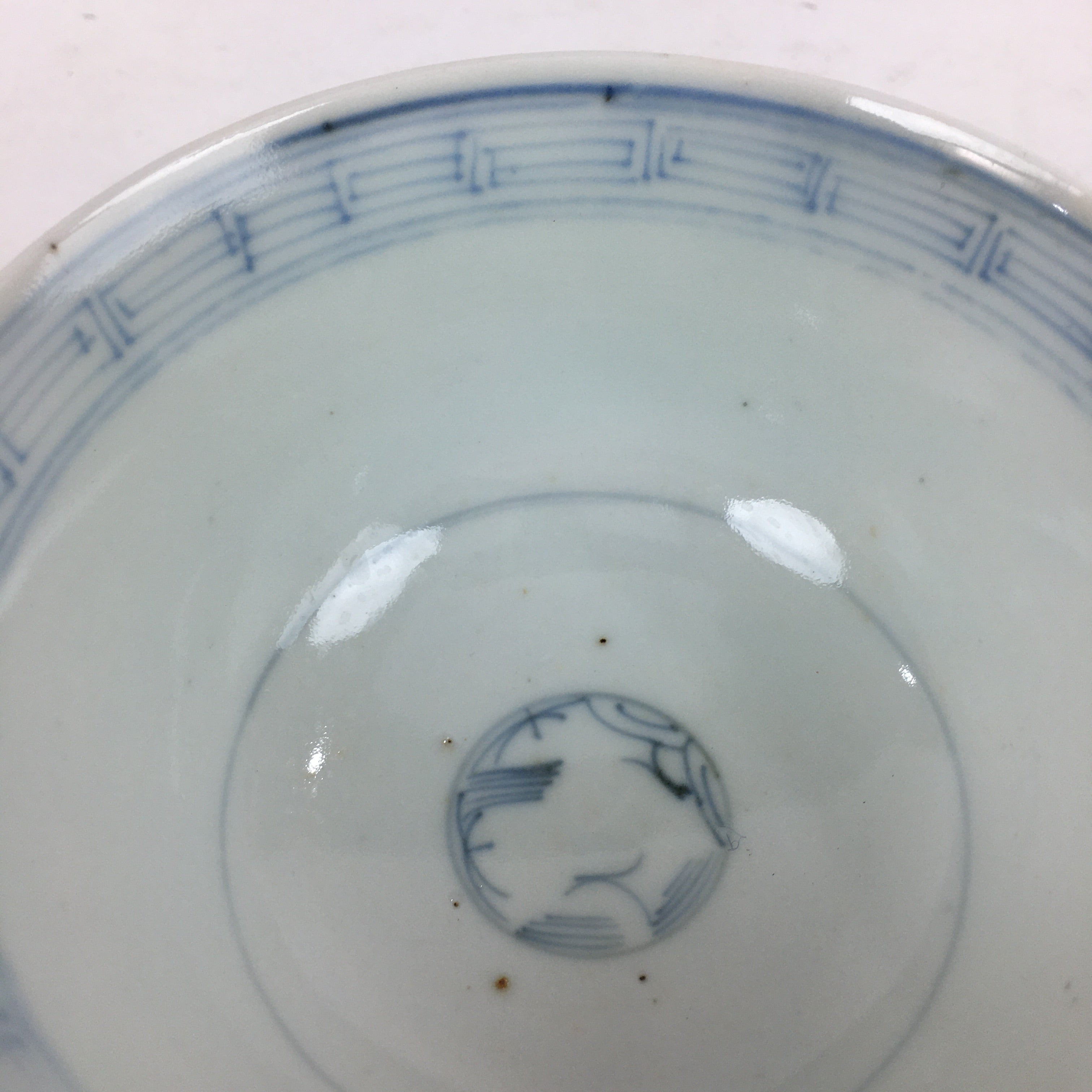 Antique C1824 Japanese Koimari Lidded Teacup Yunomi Blue White PP972