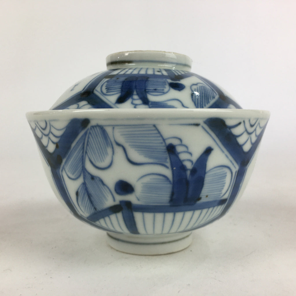 Antique C1824 Japanese Koimari Lidded Teacup Yunomi Blue White PP973