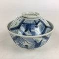 Antique C1824 Japanese Koimari Lidded Teacup Yunomi Blue White PP973