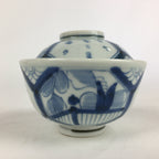 Antique C1824 Japanese Koimari Lidded Teacup Yunomi Blue White PP974