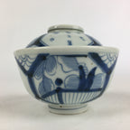 Antique C1824 Japanese Koimari Lidded Teacup Yunomi Blue White PP974