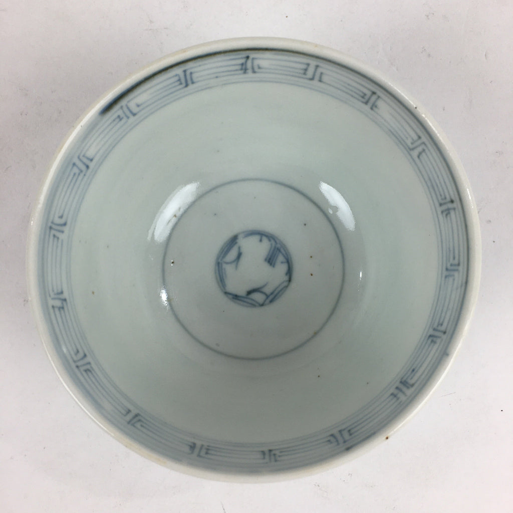 Antique C1824 Japanese Koimari Lidded Teacup Yunomi Blue White PP974