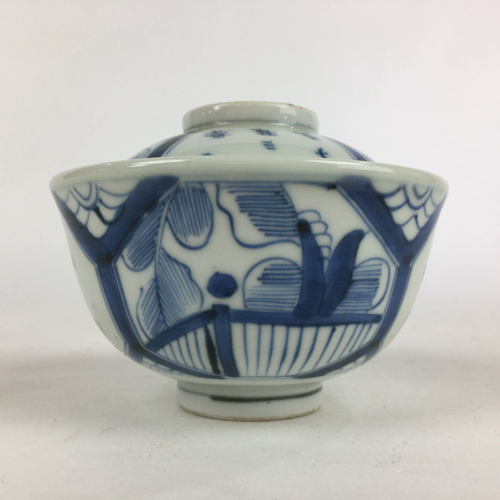 Antique C1824 Japanese Koimari Lidded Teacup Yunomi Blue White PP975