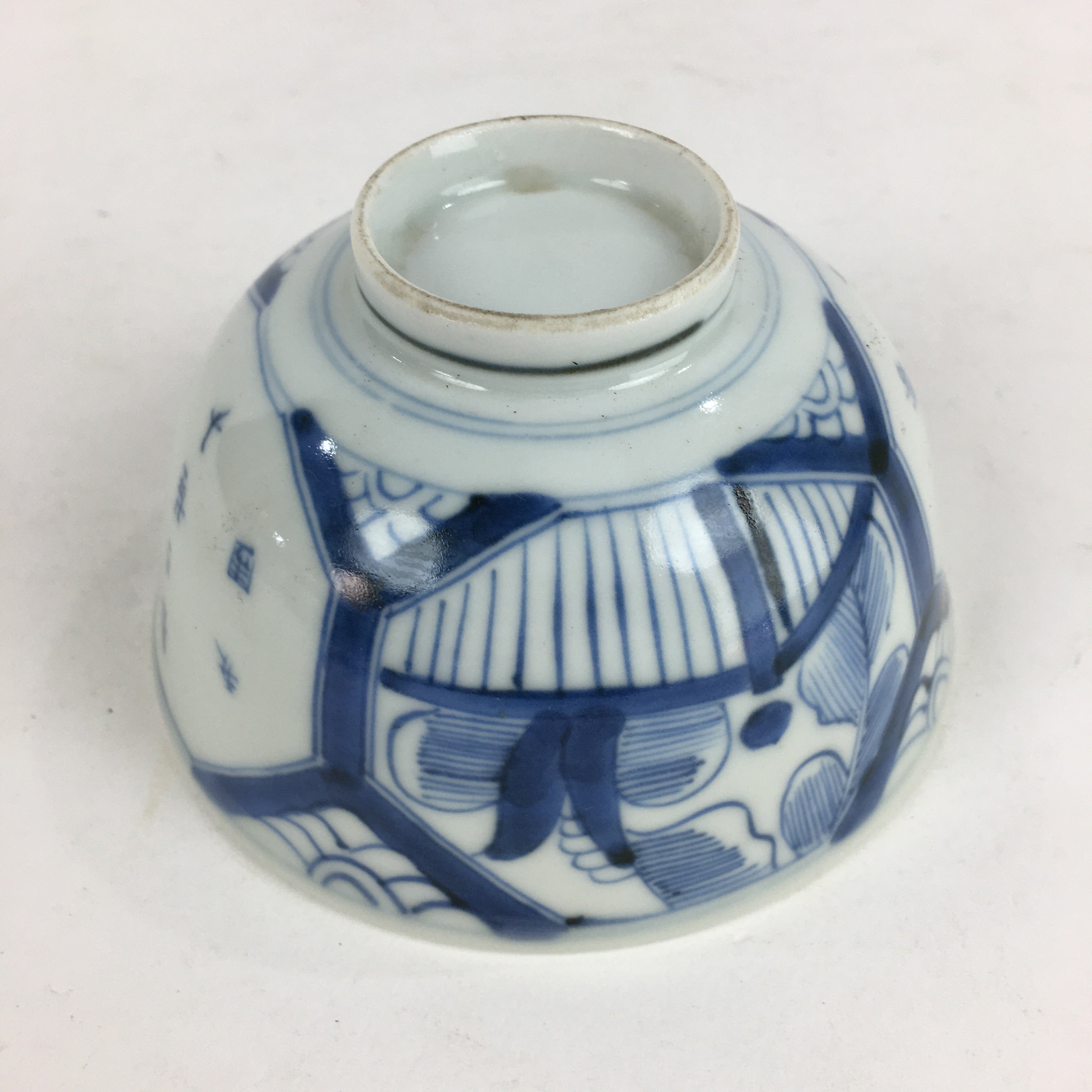 Antique C1824 Japanese Koimari Lidded Teacup Yunomi Blue White PP975