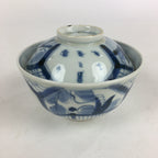 Antique C1824 Japanese Koimari Lidded Teacup Yunomi Blue White PP975