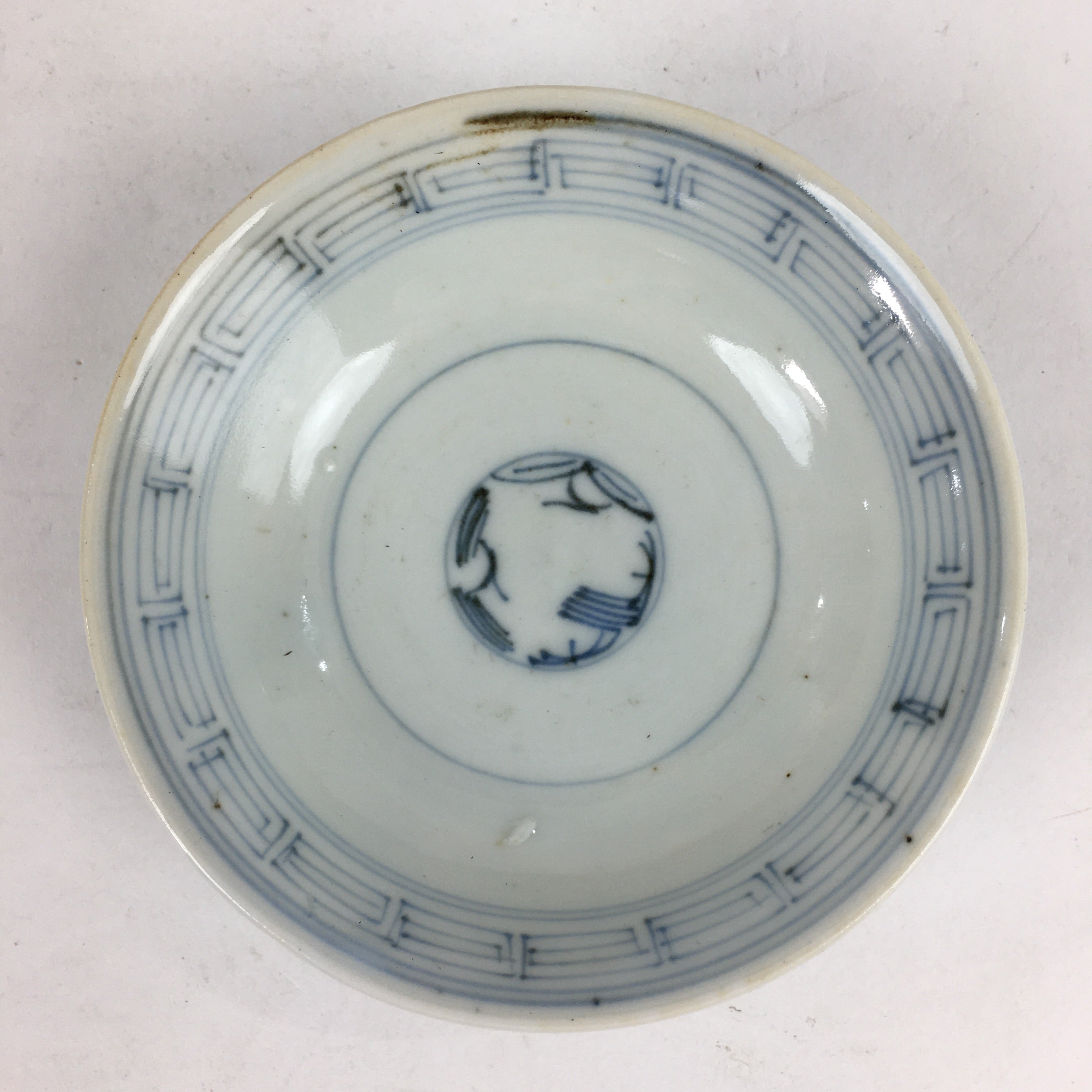 Antique C1824 Japanese Koimari Lidded Teacup Yunomi Blue White PP976