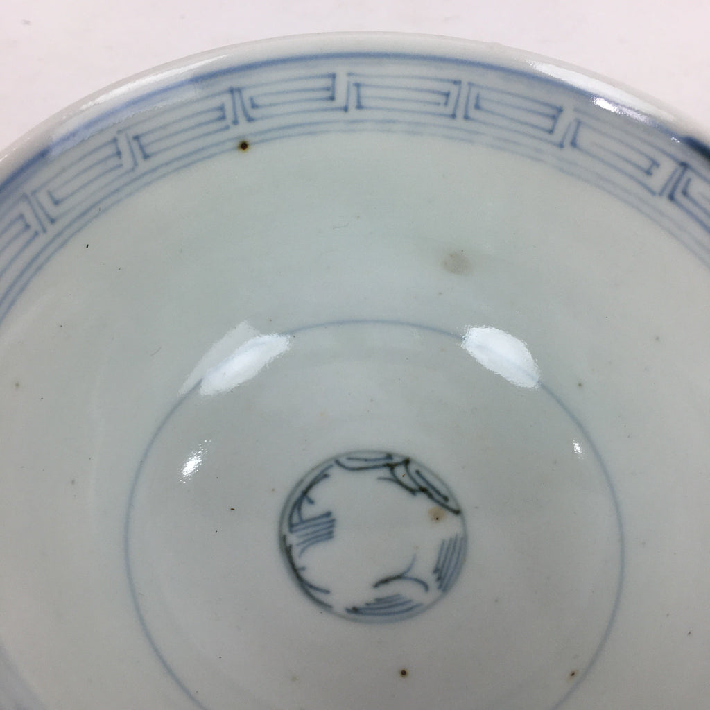 Antique C1824 Japanese Koimari Lidded Teacup Yunomi Blue White PP976