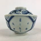 Antique C1824 Japanese Koimari Lidded Teacup Yunomi Blue White PP977