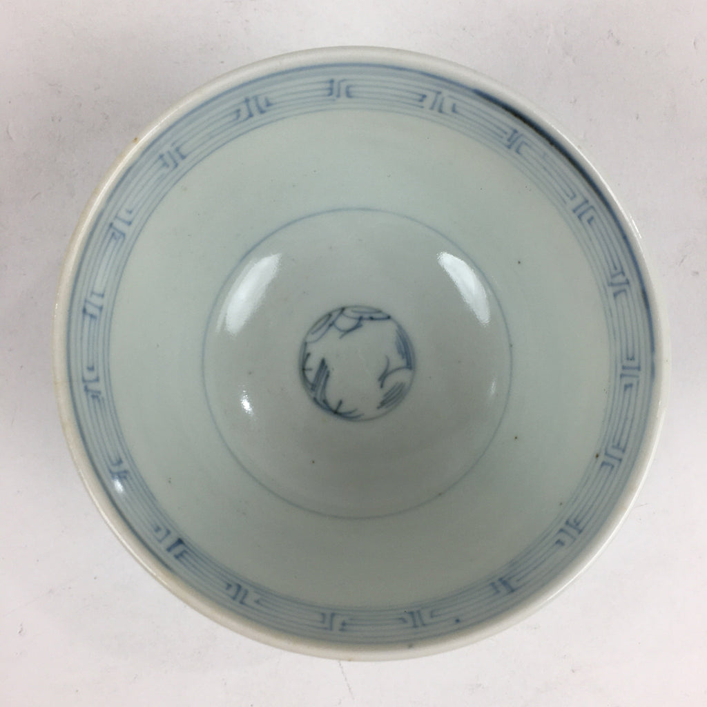 Antique C1824 Japanese Koimari Lidded Teacup Yunomi Blue White PP977