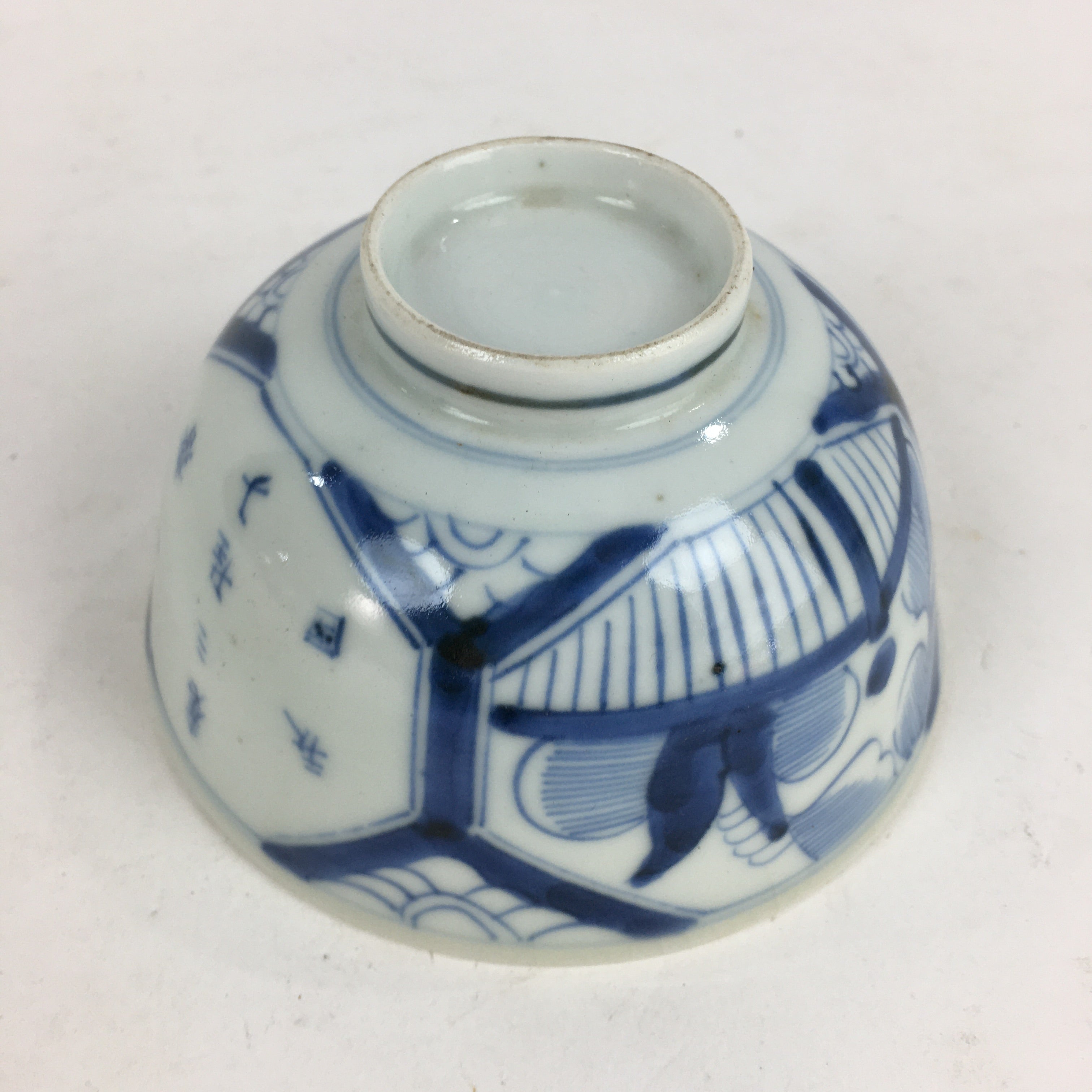 Antique C1824 Japanese Koimari Lidded Teacup Yunomi Blue White PP977