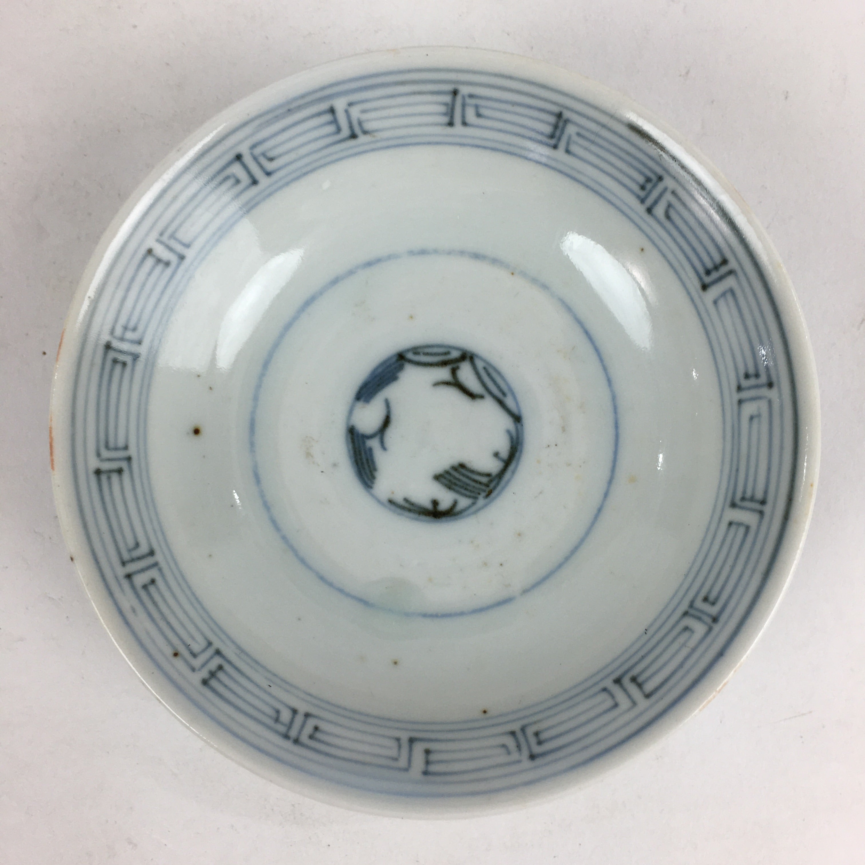 Antique C1824 Japanese Koimari Lidded Teacup Yunomi Blue White PP978