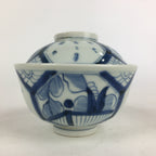 Antique C1824 Japanese Koimari Lidded Teacup Yunomi Blue White PP978