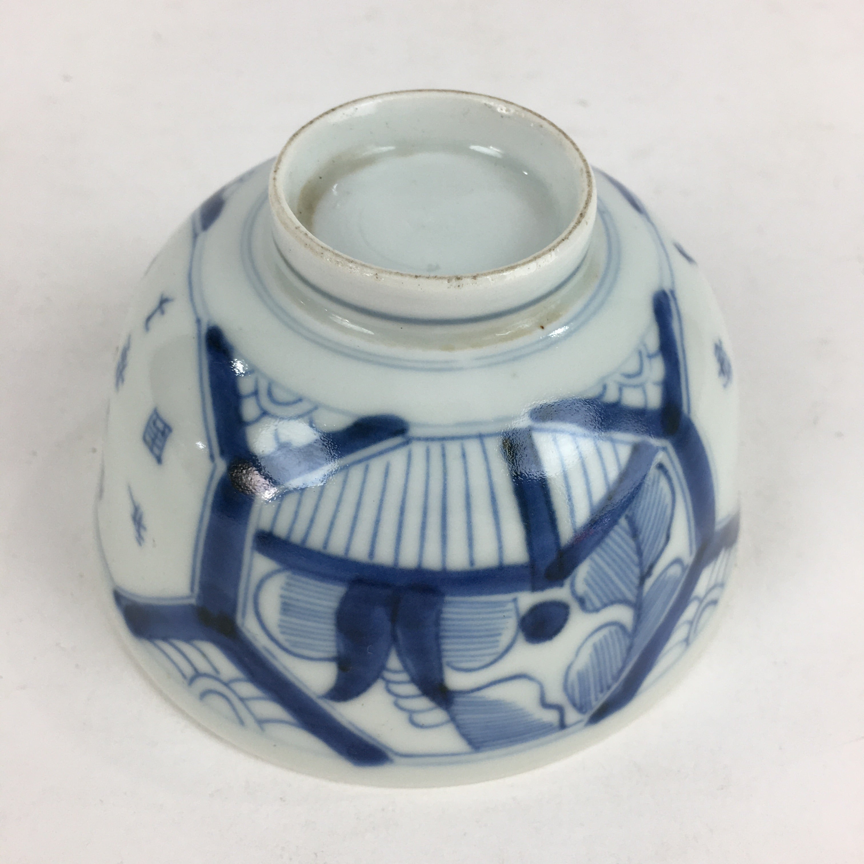Antique C1824 Japanese Koimari Lidded Teacup Yunomi Blue White PP978