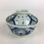 Antique C1824 Japanese Koimari Lidded Teacup Yunomi Blue White PP978