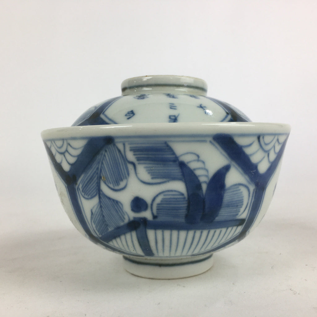 Antique C1824 Japanese Koimari Lidded Teacup Yunomi Blue White PP979