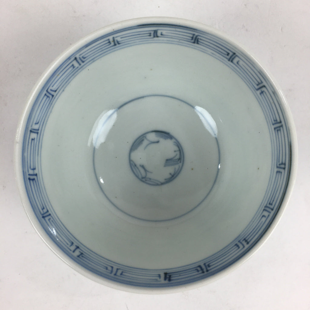 Antique C1824 Japanese Koimari Lidded Teacup Yunomi Blue White PP979
