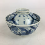Antique C1824 Japanese Koimari Lidded Teacup Yunomi Blue White PP979