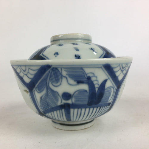 Antique C1824 Japanese Koimari Lidded Teacup Yunomi Blue White PP980