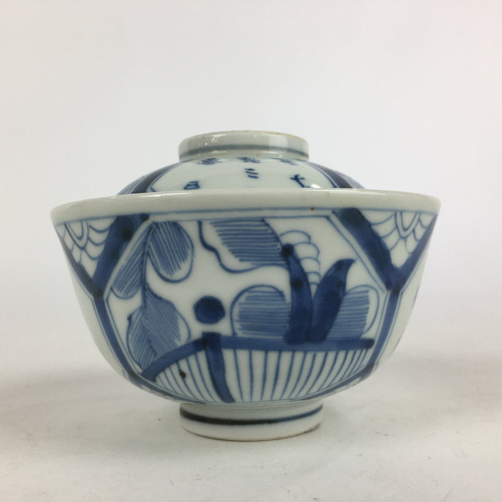 Antique C1824 Japanese Koimari Lidded Teacup Yunomi Blue White PP980
