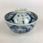Antique C1824 Japanese Koimari Lidded Teacup Yunomi Blue White PP980