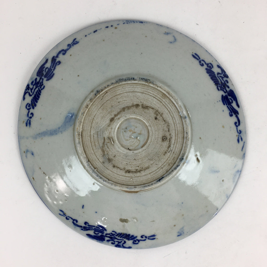 Antique C1880 Japanese Porcelain Plate Sometsuke Blue Flower Sara PY26