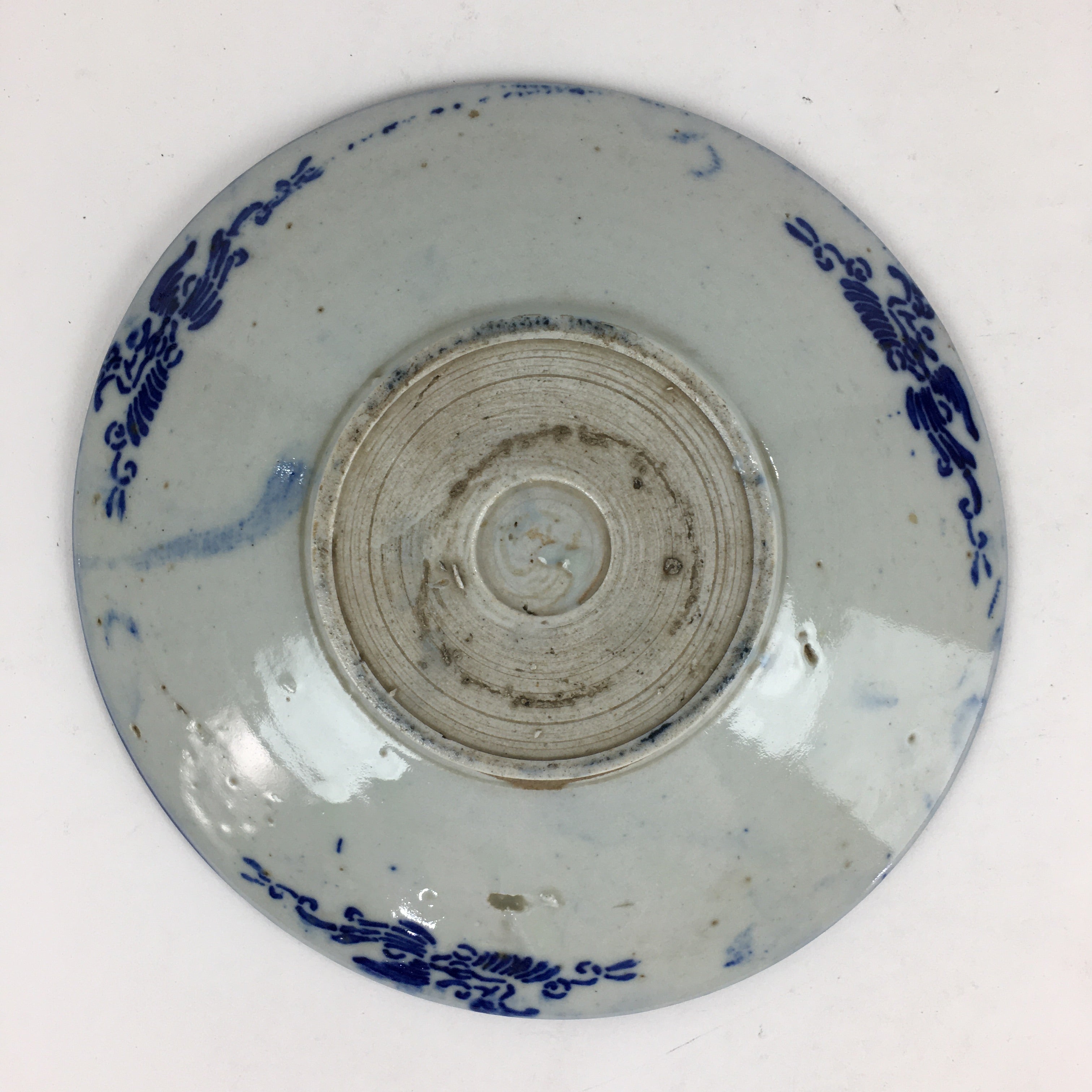 Antique C1880 Japanese Porcelain Plate Sometsuke Blue Flower Sara PY26