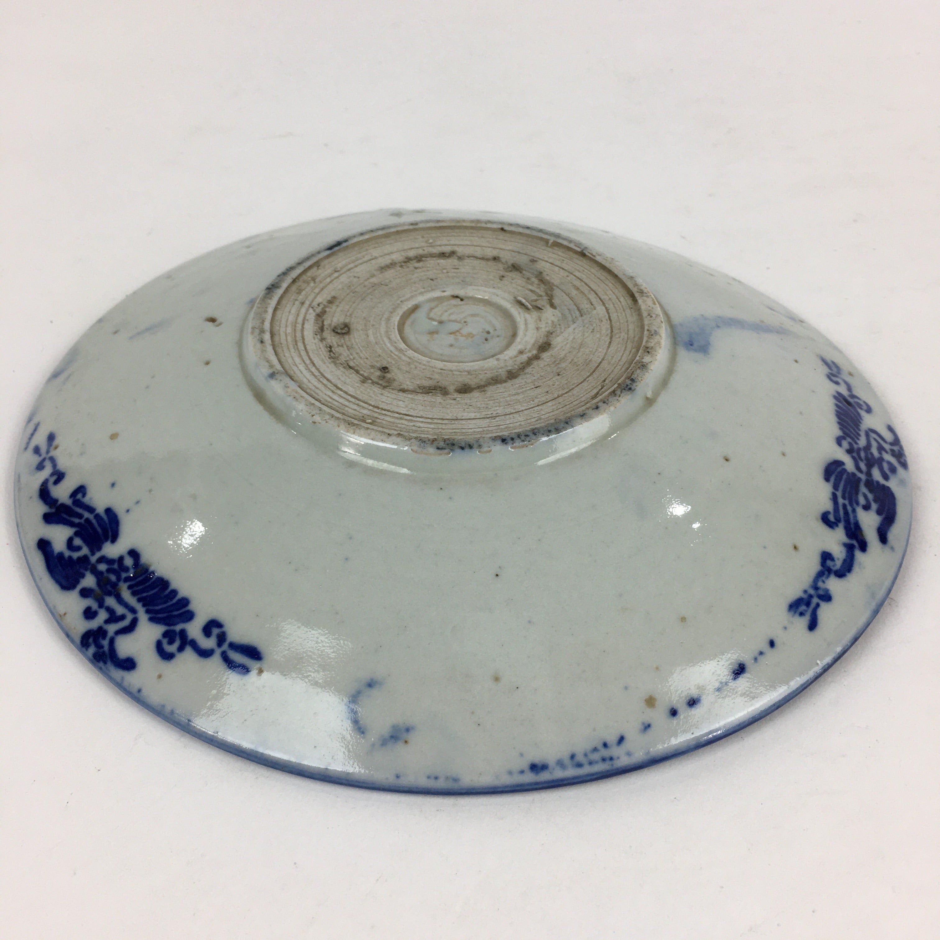 Antique C1880 Japanese Porcelain Plate Sometsuke Blue Flower Sara PY26