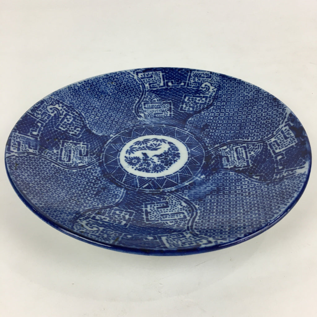 Antique C1880 Japanese Porcelain Plate Sometsuke Blue Flower Sara PY26