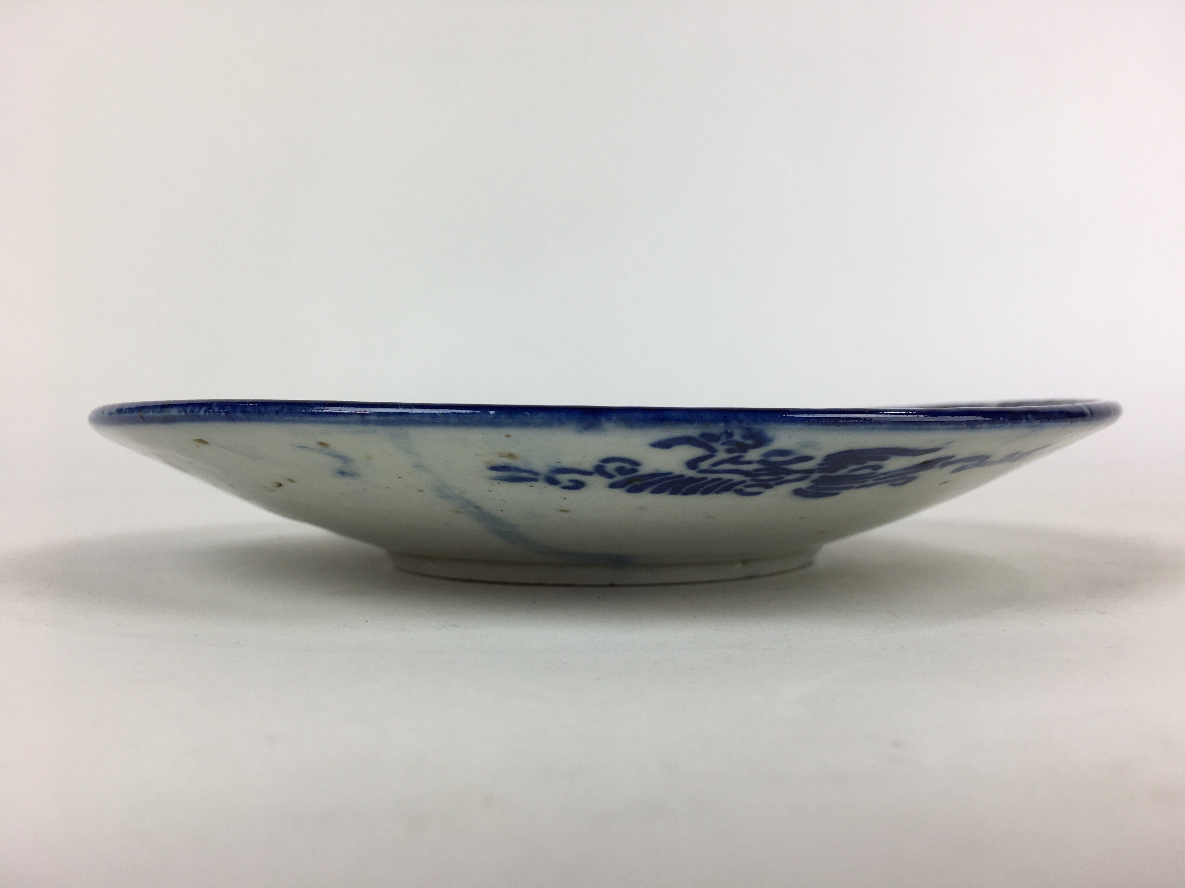 Antique C1880 Japanese Porcelain Plate Sometsuke Blue Flower Sara PY26