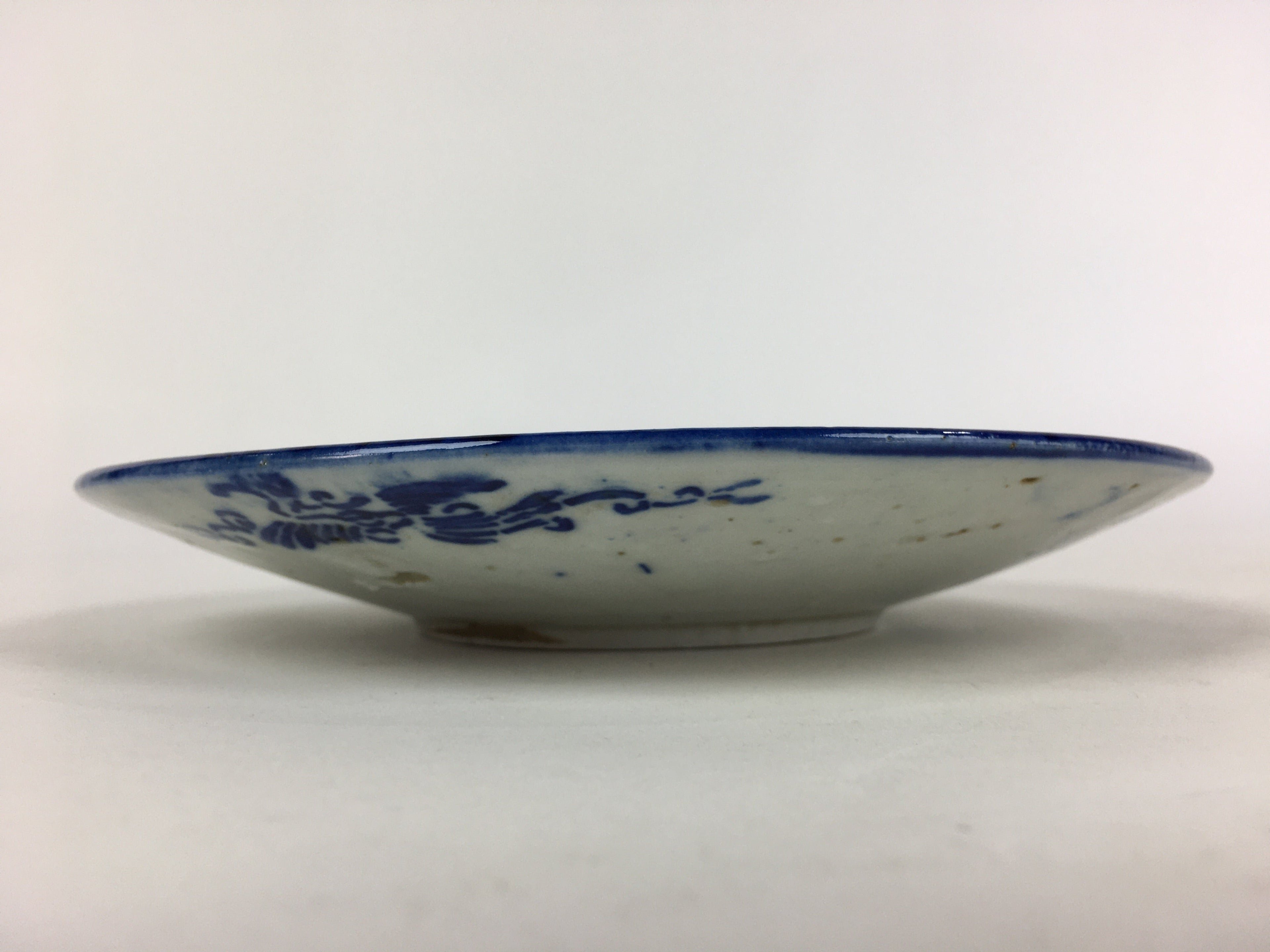 Antique C1880 Japanese Porcelain Plate Sometsuke Blue Flower Sara PY26