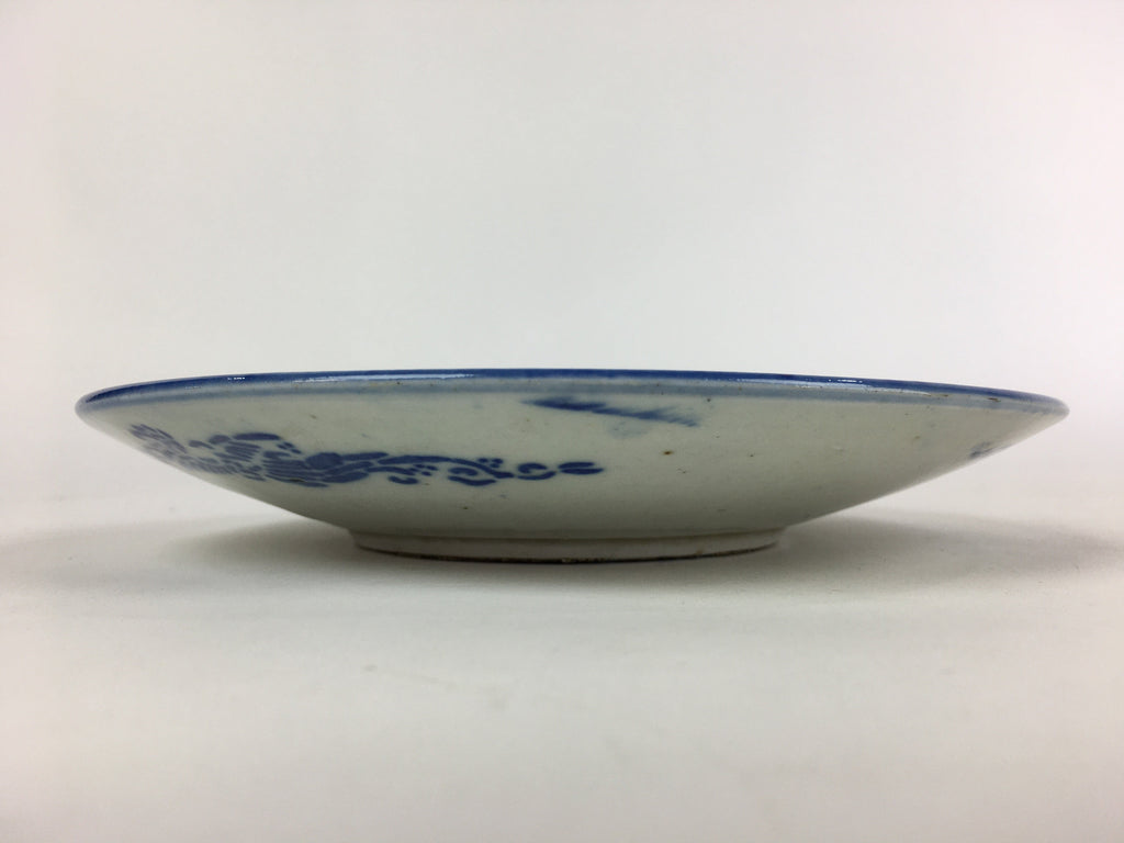 Antique C1880 Japanese Porcelain Plate Sometsuke Blue Flower Sara PY29