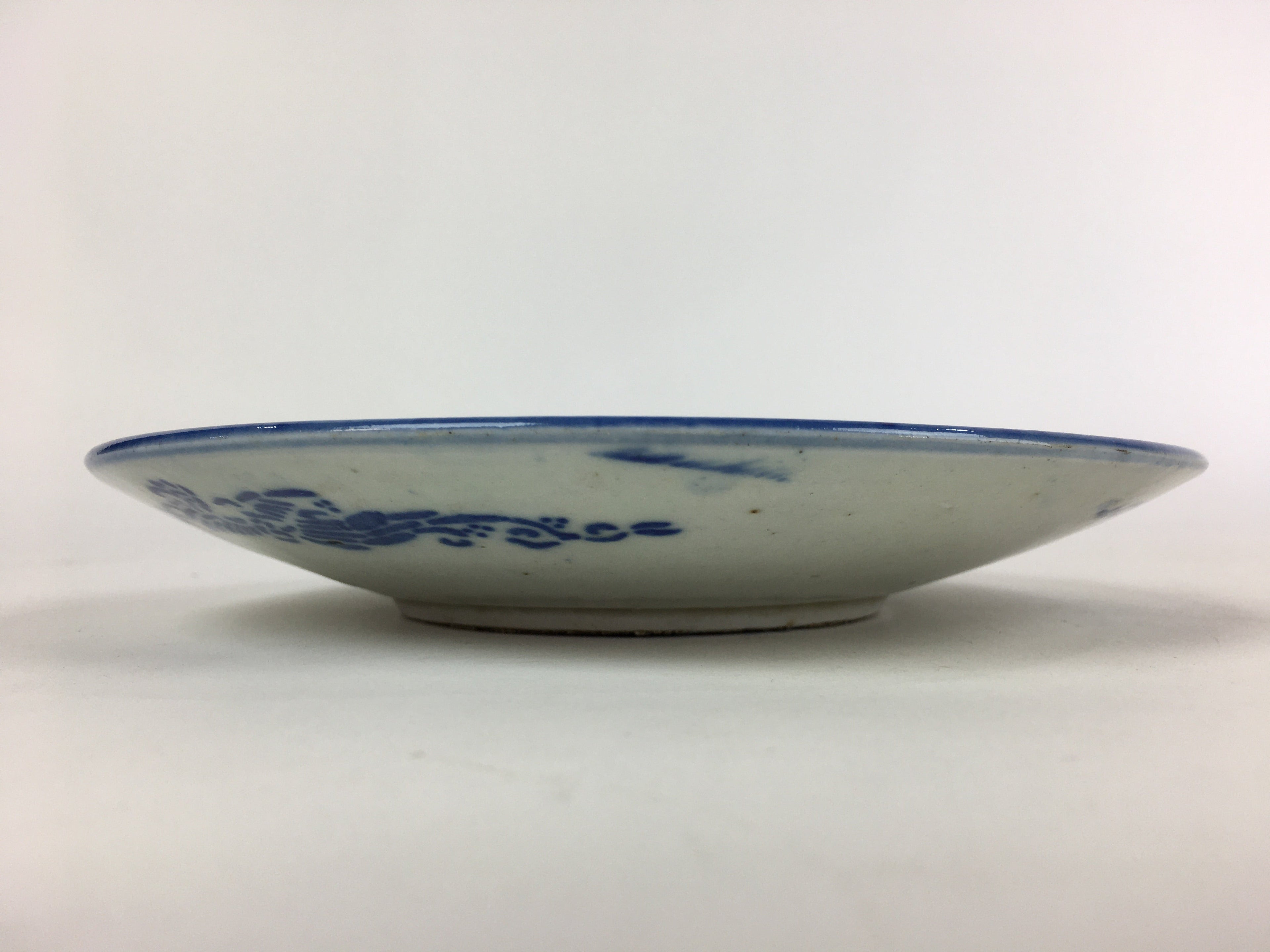 Antique C1880 Japanese Porcelain Plate Sometsuke Blue Flower Sara PY29