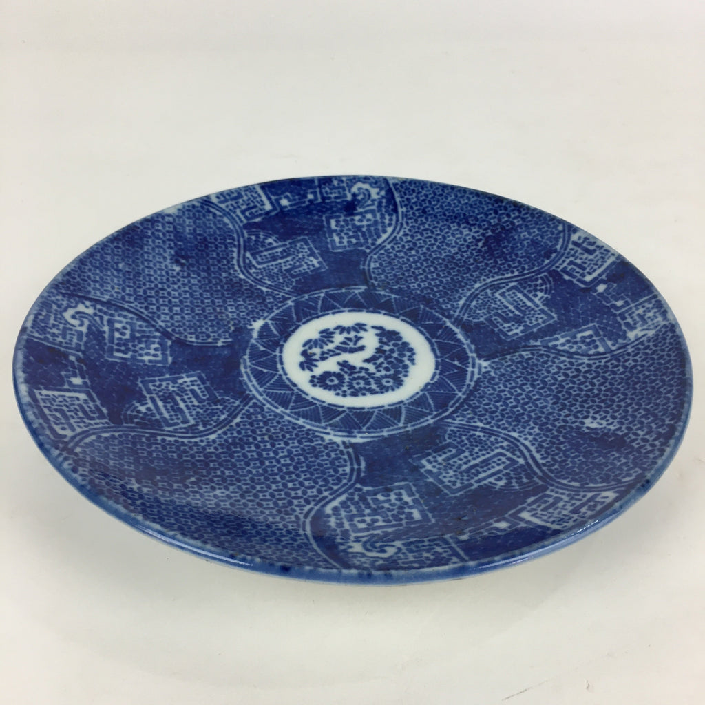 Antique C1880 Japanese Porcelain Plate Sometsuke Blue Flower Sara PY29